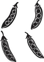 Clean and Modern Illustration of Curved Pea Pods Set on White Background vector