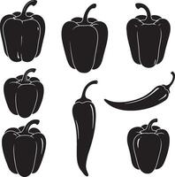 Bell Pepper Illustrations Set in Simple Minimal Style vector