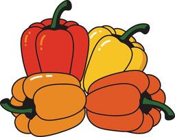 Minimal Bell Pepper Design with Red, Yellow, and Orange Color Scheme vector