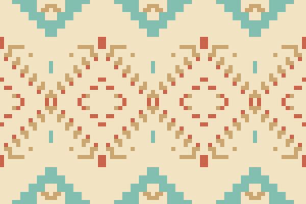 Aztec Pixel Traditional Pattern Designfolk Embroidery, Aztec Geometric Ornament Print. Design for Carpet, Wallpaper, Clothing, Wrapping, Fabric