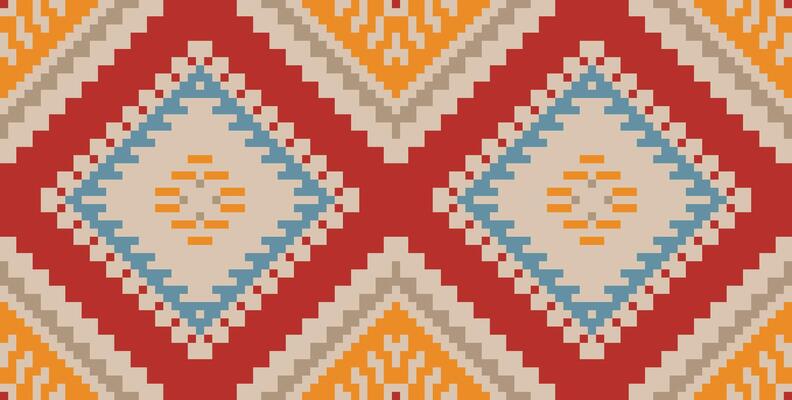 Ethnic Fabric Pixel Korean Traditional Pattern Meaningfolk Embroidery, Aztec Geometric Ornament Print. Design for Carpet, Wallpaper, Clothing, Wrapping, Fabric