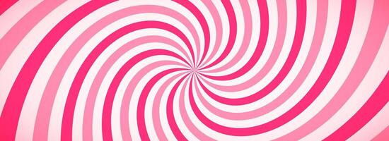Candy color spiral background. Pink rotating swirl pattern wallpaper. Spinning line vortex for banner, poster, flyer, booklet. Sweet cartoon sunburst concept. Ice cream backdrop vector