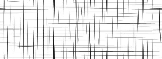 Black cross hatch seamless texture. Repeated straight scratch line pattern surface. Rough sackcloth fabric background. Crosshatch linen canvas burlap overlay wallpaper. Textile backdrop vector