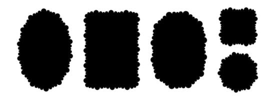 Different wave edge frame collection. Jagged scalloped border element set. Black wavy undulate graphic design templates for decoration, banner, poster, sticker, badge. Vintage bundle vector