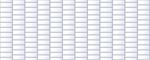 Seamless white tile pattern. Rectangle ceramic tiled texture for bathroom wall, kitchen floor, pool. Repeating mosaic grid background. Repeated grey brick wallpaper. vector