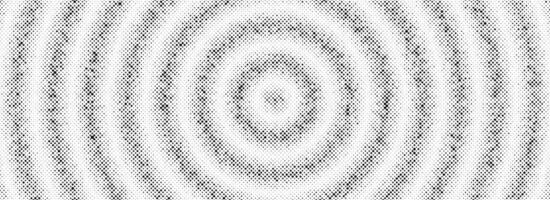 Black radial halftone circles. Dotted sound wave rings. Stippled epicenter, target, radar icon concept. Ripple concentric signal vibration element. Round dashed and dotted gradient pattern vector