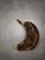 Two overripe bananas resting on gray surface copy space photo