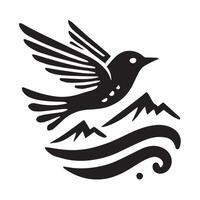 Black and White Bird in Flight, Graphic Design vector