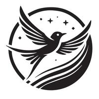 Stylized Flying Bird Design with Celestial Elements vector
