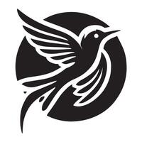 A stylized, black silhouette of a bird in flight symbol vector