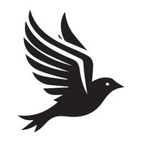 A stylized illustration of a bird in flight, set against a circular backdrop with flowing water waves. vector