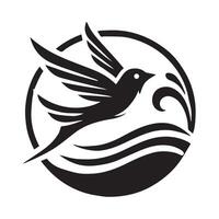 Stylized Black Bird in Flight Logo Design vector