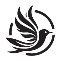 Flying Bird Logo Design in Black and White vector