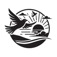 A stylized bird in flight, symbolizing freedom and journey. vector