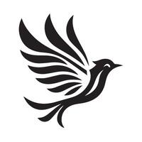 Elegant Black and White Stylized Bird in Flight icon vector
