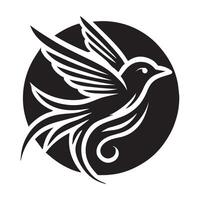 illustration of a bird in flight, enclosed within a circle. vector