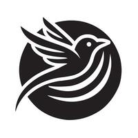 A Stylized Black and White Bird in Flight, a Symbol of Freedom. vector