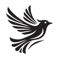 A bold, stylized silhouette of a bird in flight against a plain white background. vector
