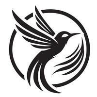 A simple, stylized black silhouette of a bird in flight against a white background. vector