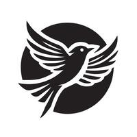 bird in flight against a backdrop of a circle representing the sun vector