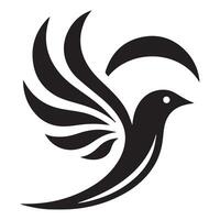 A black and white graphic of a bird in flight, set against a circular background evoking the sky or water. vector