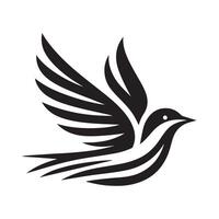 A stylized, black silhouette of a bird in flight against a plain white background. vector
