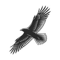 A powerful, stylized silhouette of a bird in mid-flight. vector