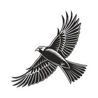 A bold, black and white graphic of a bird in flight. vector