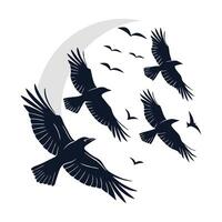 A bold, stylized Bold Silhouette of a Raven in Flightof an eagle soaring through the air. vector