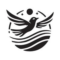Stylized Black and White Bird in Flight, Graphic Design vector