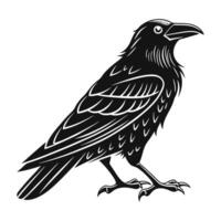 A striking, black and white silhouette of a bird of prey, likely an eagle or hawk, soaring through the air. vector
