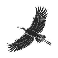 Powerful Raven in Flight, Silhouette vector