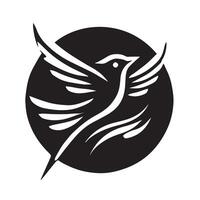 Elegant Black and White Flying Bird Graphic vector