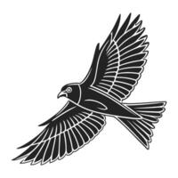 stylized silhouette of a bird of prey, likely an eagle or hawk, in mid-flight. vector