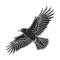 silhouette of a bird in mid-flight against a plain white background. vector