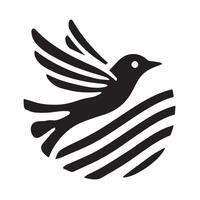 Stylized Black Bird in Flight, Ideal for Graphic Design vector