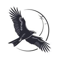 A bold, vintage-style graphic of an eagle soaring through the air. vector