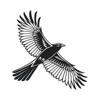 A bold, stylized silhouette of an eagle in mid-flight against a white background. vector
