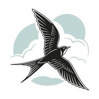 Powerful Falcon in Flight, Silhouette Design vector