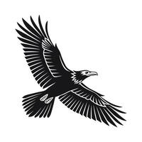 A bold, stylized silhouette of a bird in mid-flight against a plain white background. vector