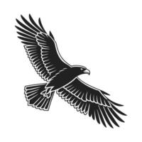 vintage-style graphic of a bald eagle soaring through the air. vector