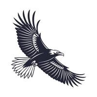 A striking silhouette of a raven in mid-flight, showcasing outstretched wings. vector