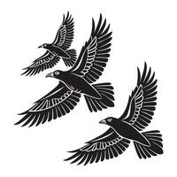 stylized silhouette of a raven perched on a textured branch. vector