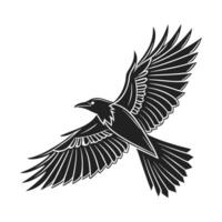 Elegant Silhouette of a Raven Perched on a Branch vector
