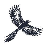 A bold, black and white silhouette of an eagle in flight. vector