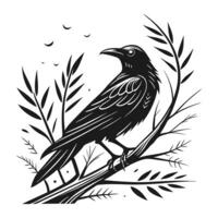 Powerful Raven in Silhouette Design vector