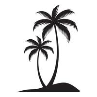 Pair of Palm Trees on Island Silhouette Art vector