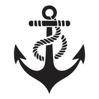 Silhouette Illustration of Anchor with Rope vector