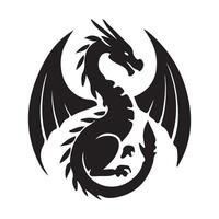 Silhouette of a Winged Dragon Mythological Creature vector