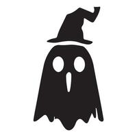 Spooky Ghost in Witch Hat Silhouette Halloween Illustration vector